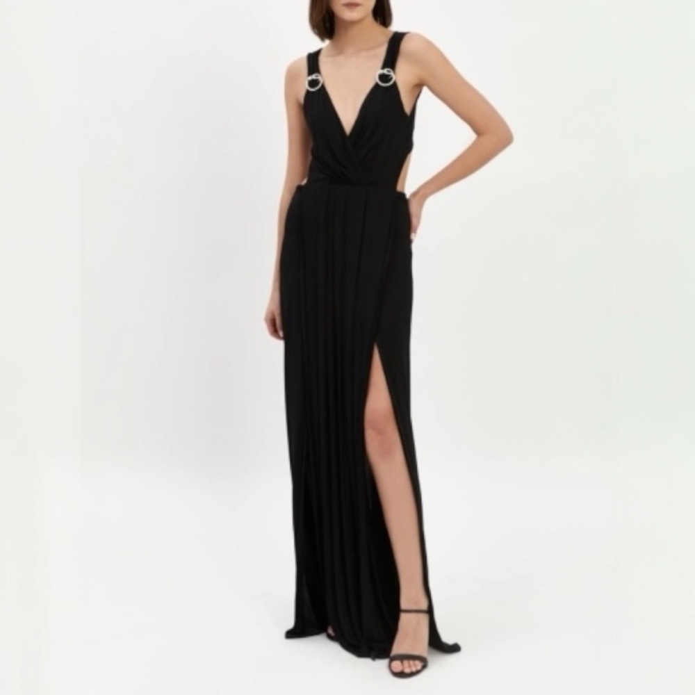 US 4 JUST CAVALLI Sexy Cross Back Black Dress NWT